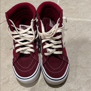 Vans Maroon High-Top Sneakers with White Accents